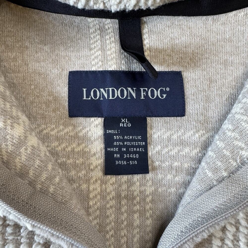 London Fog Beige White Plaid Full Zip Jacket Women's Sz XL Zip Pockets Bungee - Picture 2 of 5